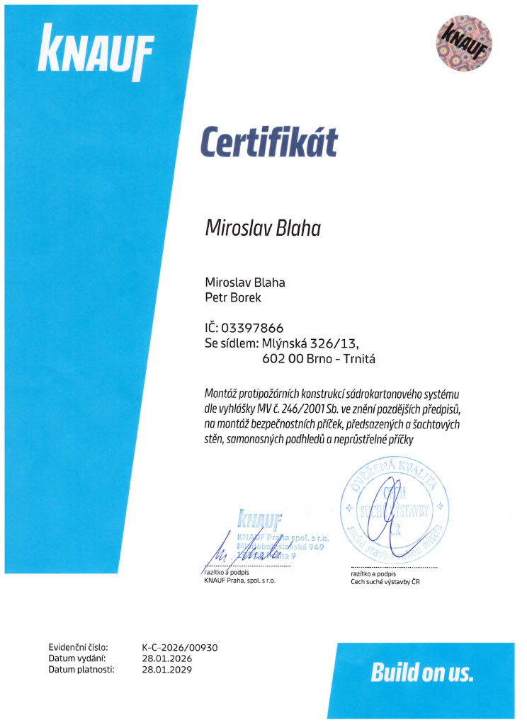 sazafo certifikát - Knauf